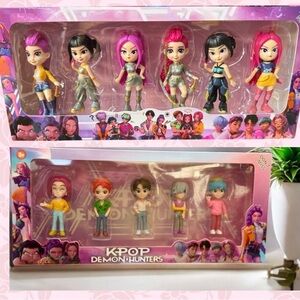 K-Pop Demon Hunters Action Figure Set - Pink, Blue, Green